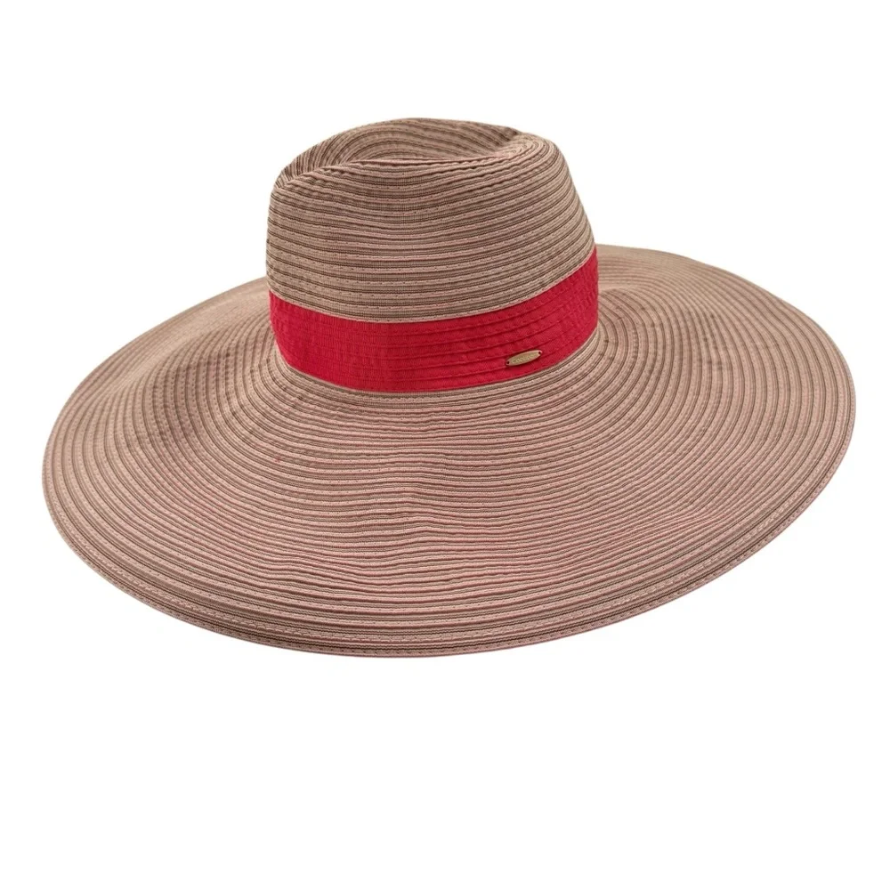 Coolibar UPF50+ Wide Brim Sun Hat Novara Tan Coral